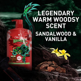 Old Spice Dragonblast Body Wash close-up of label