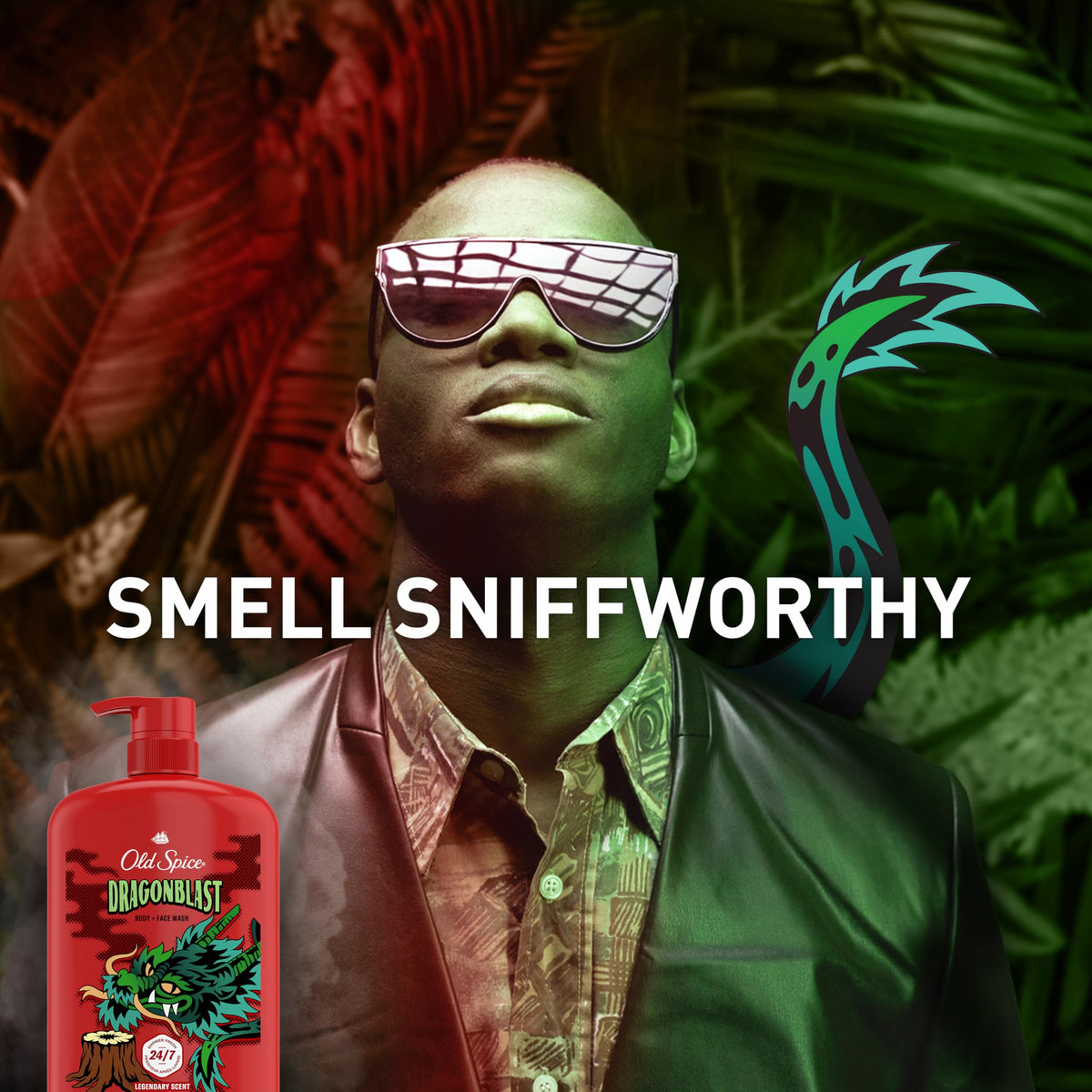 Old Spice Dragonblast Body Wash in shower setting