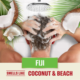 Old Spice Fiji 2-in-1 Shampoo and Conditioner bottle with coconut