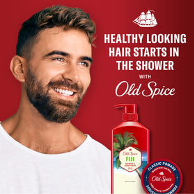 Old Spice Fiji 2-in-1 Shampoo and Conditioner in a shower setting
