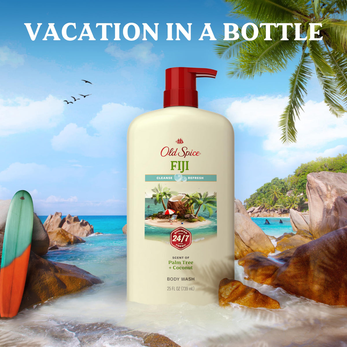 Old Spice Fiji Body Wash 25 oz close-up of label