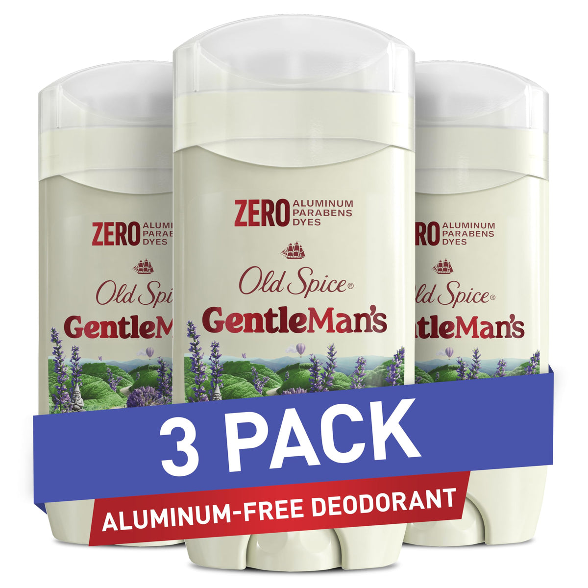 Old Spice GentleMan's Aluminum Free Deodorant Lavender + Mint 3-pack front view