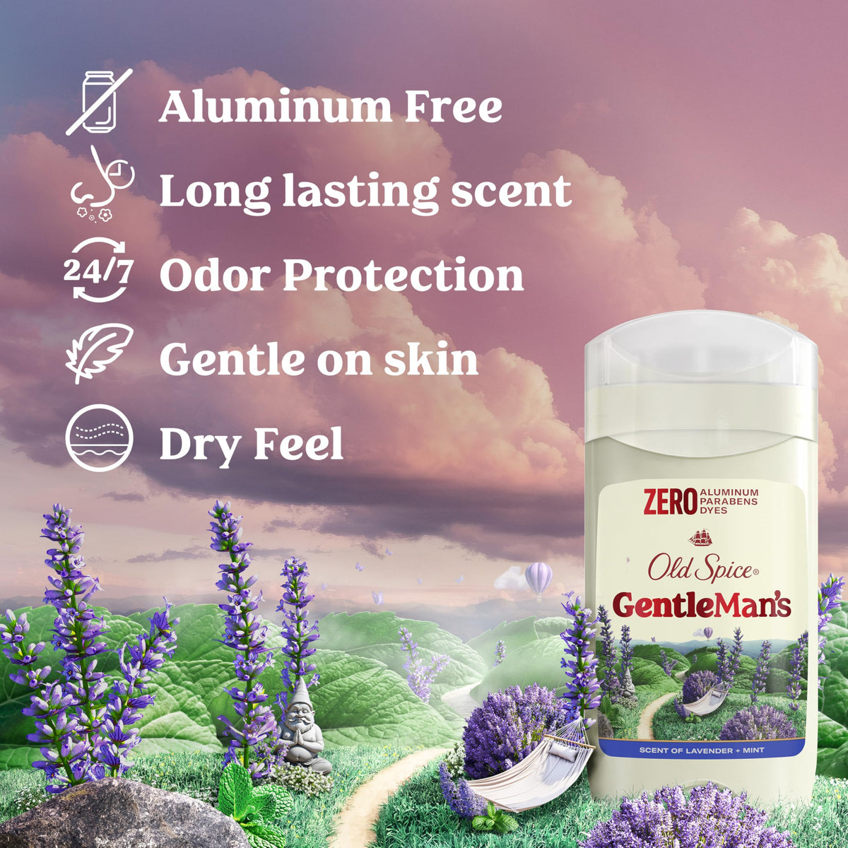 Old Spice GentleMan's Aluminum Free Deodorant Lavender + Mint stick close-up