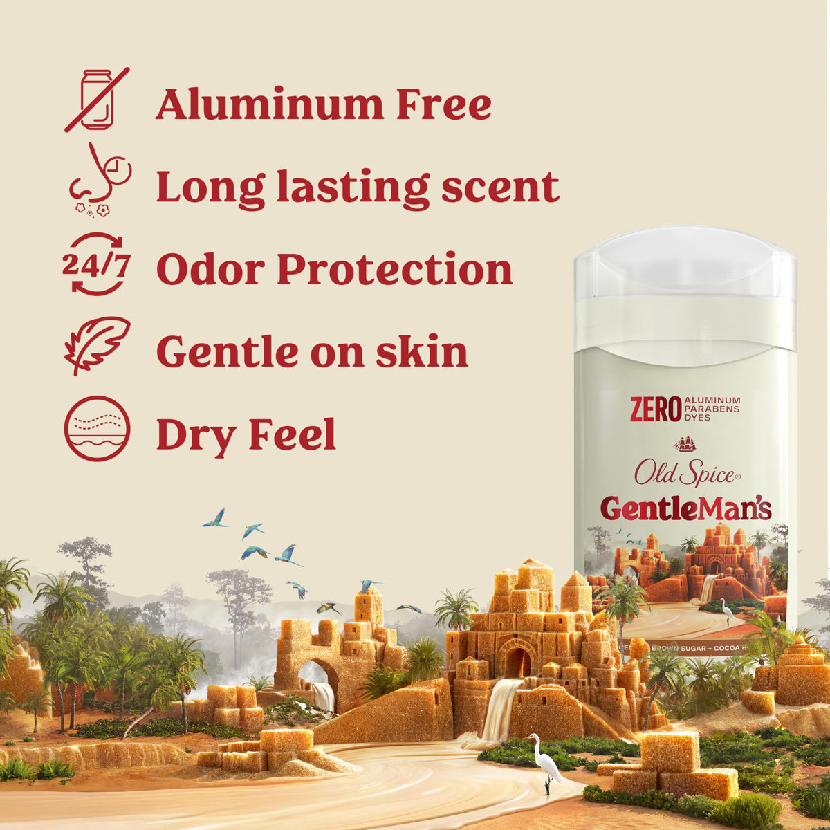 Old Spice GentleMan's Aluminum Free Deodorant side view showing packaging details