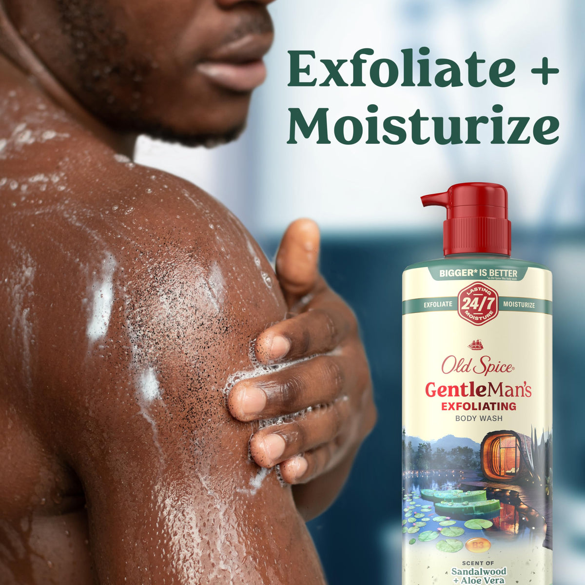 Old Spice GentleMan's Body Wash bottle showing ingredients