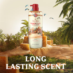 Old Spice GentleMan's Body Wash with lather on skin