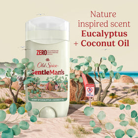 Old Spice GentleMan's Deodorant with coconut oil and eucalyptus background