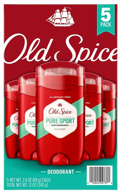 Old Spice High Endurance Pure Sport Deodorant on bathroom shelf