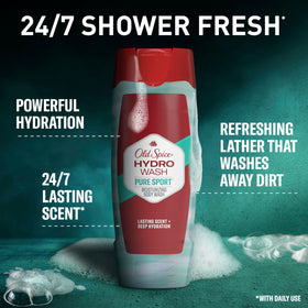 Old Spice Hydro Wash Body Wash back view, ingredient list