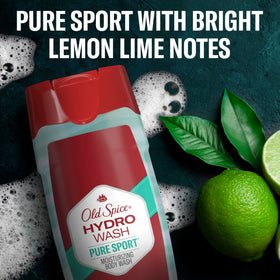 Old Spice Hydro Wash Body Wash in a bathroom setting