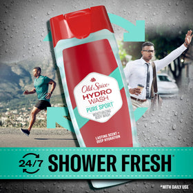 Old Spice Hydro Wash Body Wash in shower setting