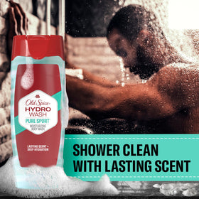 Old Spice Hydro Wash Body Wash with lather on skin