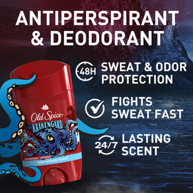 Old Spice Krakengard Antiperspirant Deodorant back view with ingredient list