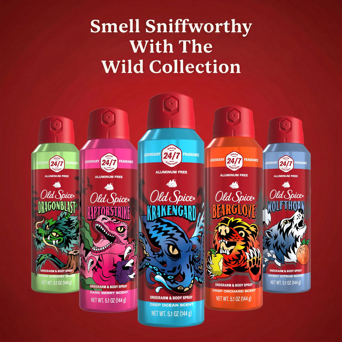 Old Spice Krakengard Body Spray showing mist spray