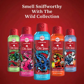 Old Spice Krakengard Body Spray showing mist spray