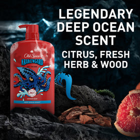 Old Spice Krakengard Body Wash close-up of label