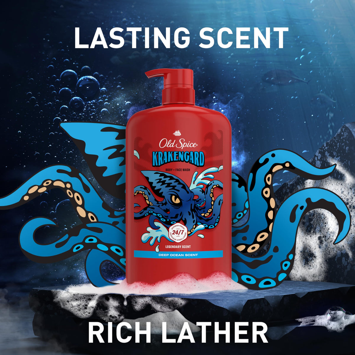 Old Spice Krakengard Body Wash with other Old Spice products