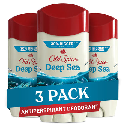 Old Spice Men's Antiperspirant Deodorant pack of 3, Deep Sea scent