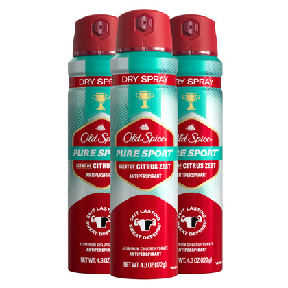 Old Spice Pure Sport Plus Antiperspirant Deodorant Invisible Dry Spray front view