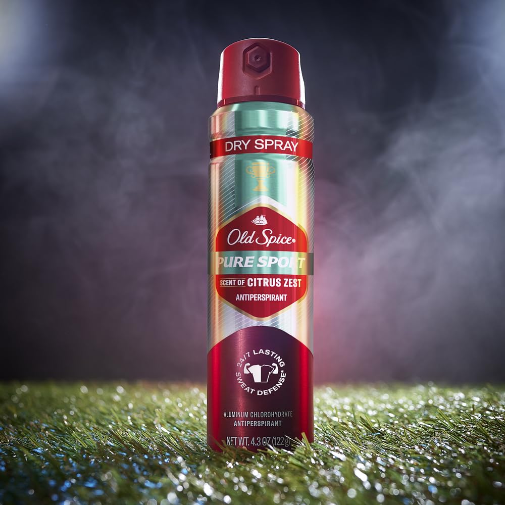 Old Spice Pure Sport Plus Antiperspirant Deodorant packaging with lemon lime scent