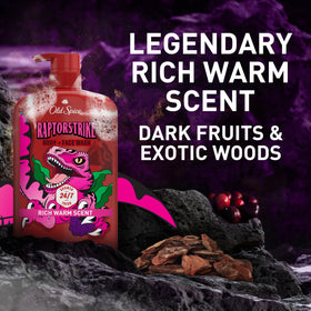 Old Spice Raptorstrike Body Wash on bathroom shelf