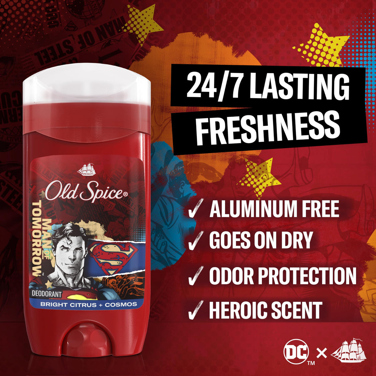 Old Spice Superman Deodorant Stick back view showing packaging