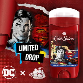 Old Spice Superman Deodorant Stick side view showing dry application