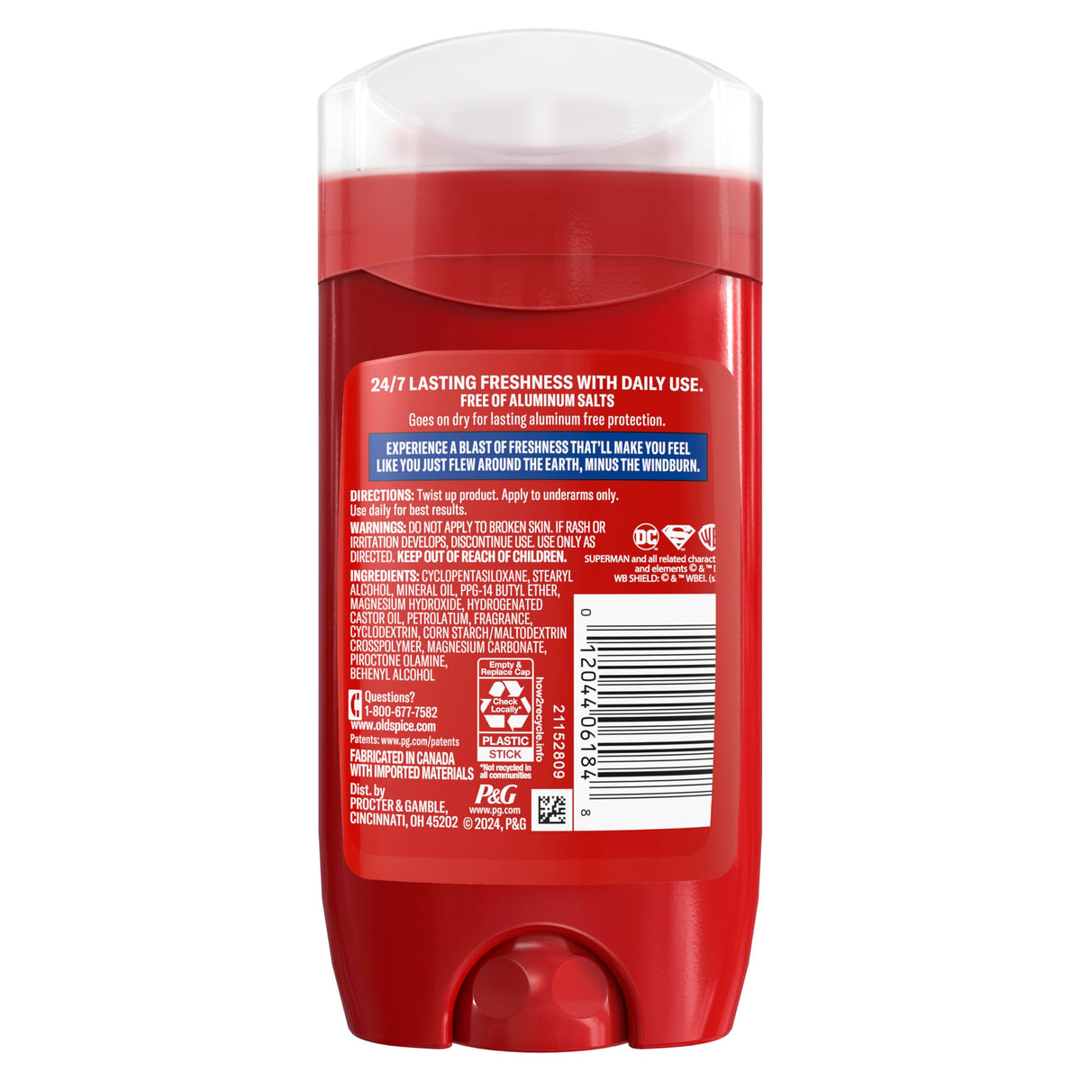 Old Spice Superman Deodorant Stick with citrus fruits for scent reference