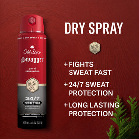 Old Spice Swagger Antiperspirant Deodorant Spray back view, 4.3 oz can