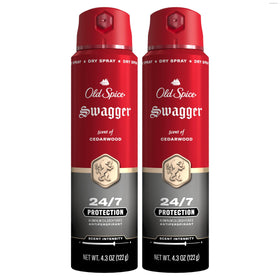 Old Spice Swagger Antiperspirant Deodorant Spray front view, 4.3 oz can