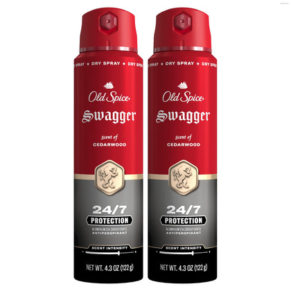 Old Spice Swagger Antiperspirant Deodorant Spray front view, 4.3 oz can