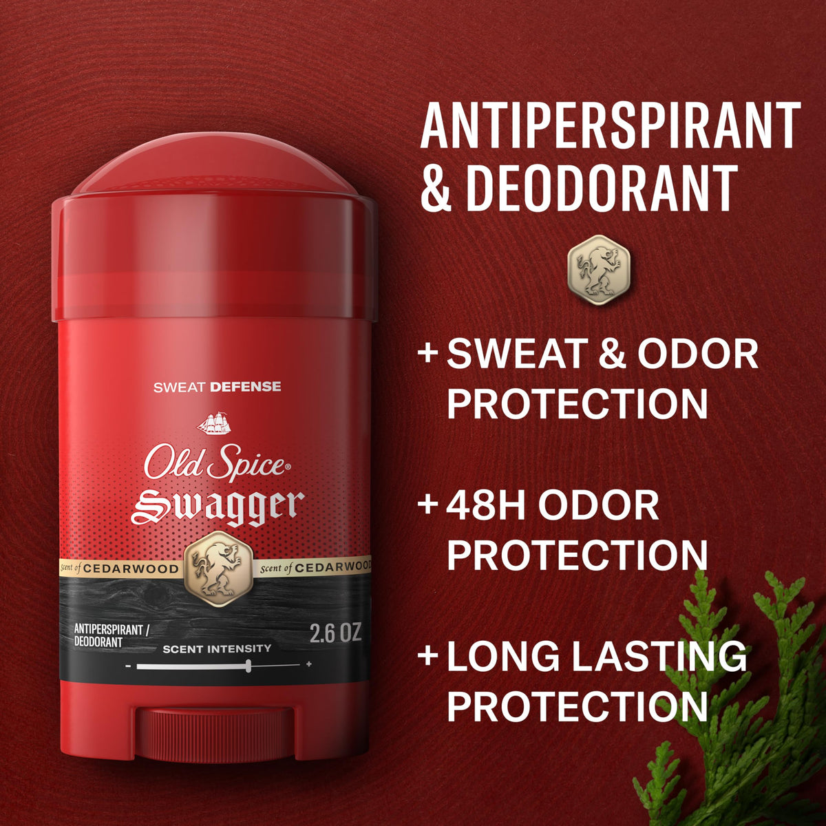 Old Spice Swagger Antiperspirant packaging with cedarwood scent