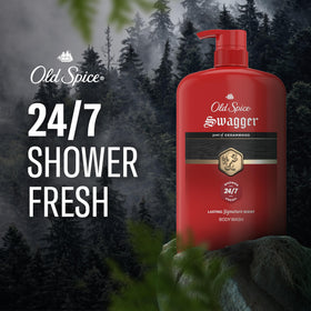 Old Spice Swagger Body Wash with cedarwood scent label