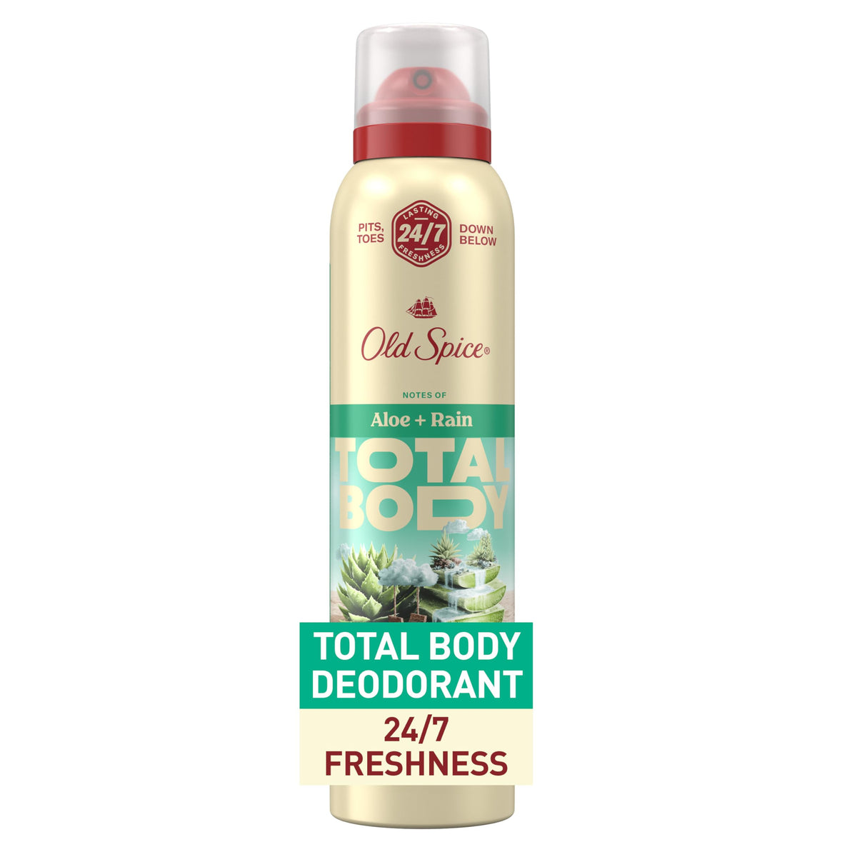Old Spice Whole Body Deodorant Spray Aloe + Rain front view