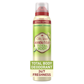 Old Spice Whole Body Deodorant Spray front view, cucumber and avocado scent