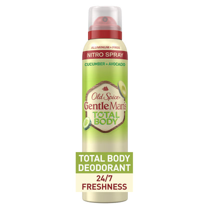 Old Spice Whole Body Deodorant Spray front view, cucumber and avocado scent