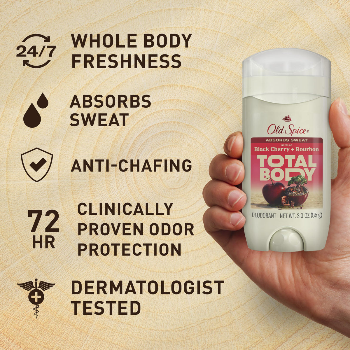 Old Spice Whole Body Deodorant Stick demonstrating smooth glide application