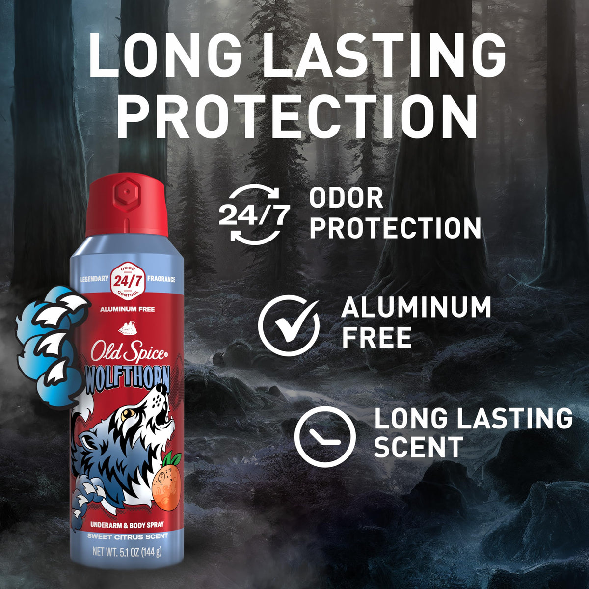 Old Spice Wolfthorn Body Spray 5.1 oz packaging