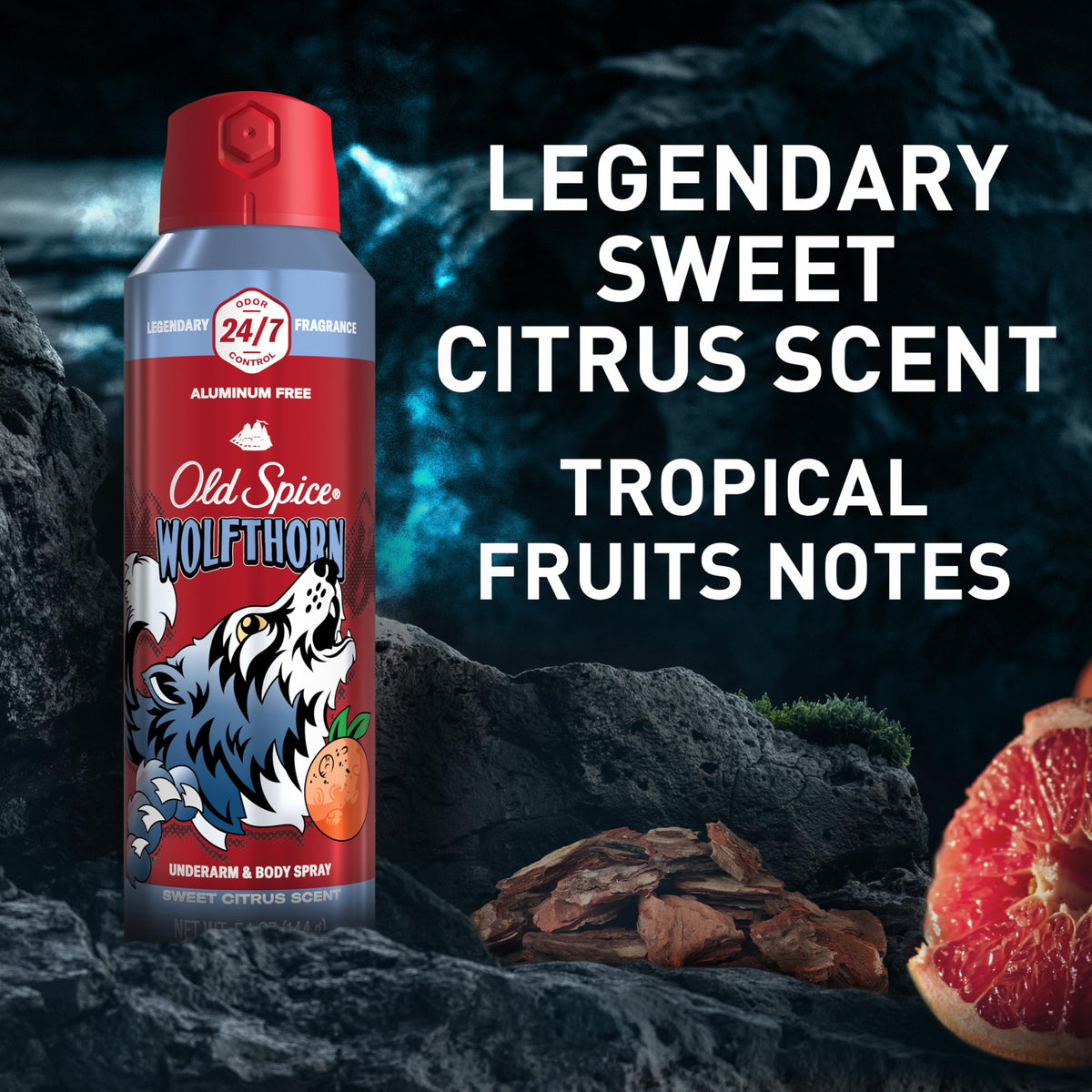 Old Spice Wolfthorn Body Spray cap detail