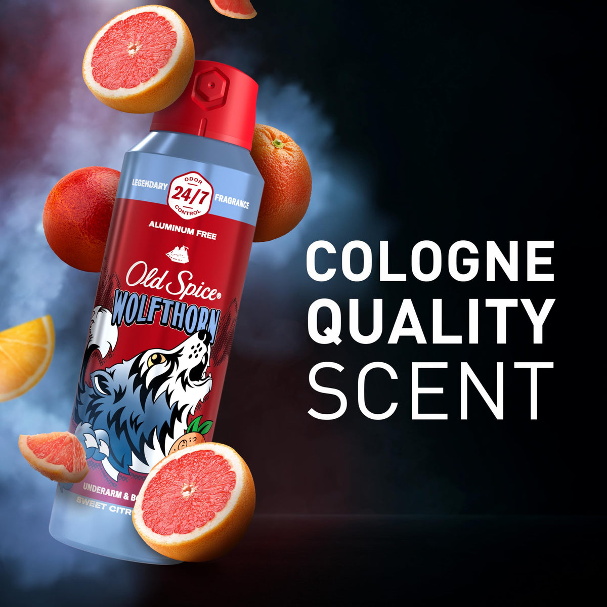 Old Spice Wolfthorn Body Spray in lifestyle setting