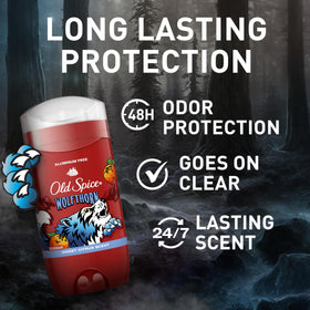 Old Spice Wolfthorn Deodorant back view showing ingredients