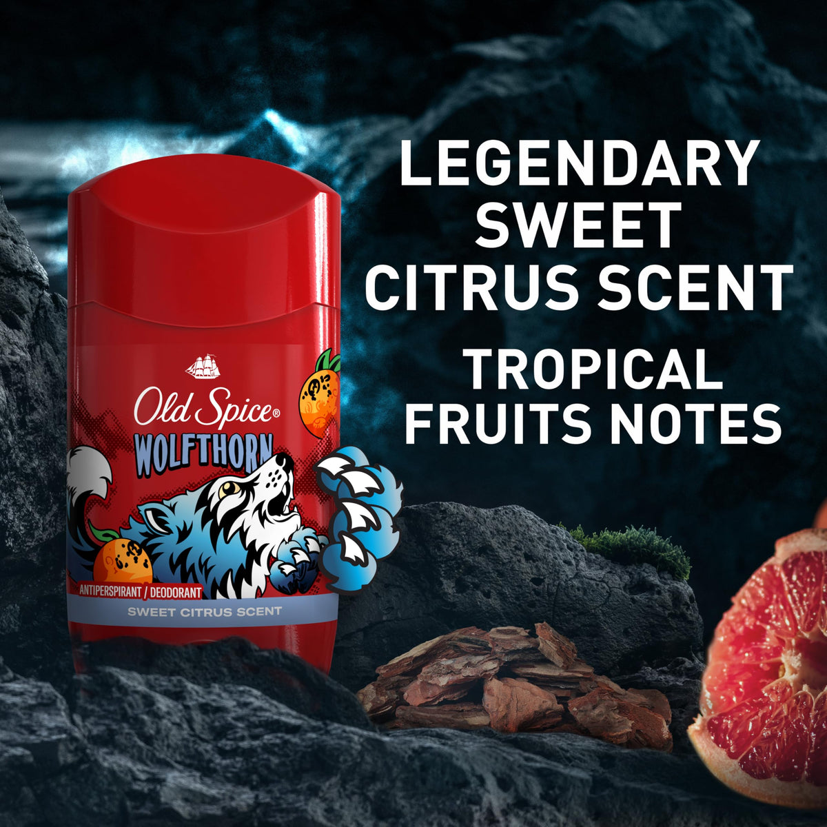 Old Spice Wolfthorn Deodorant being applied to skin