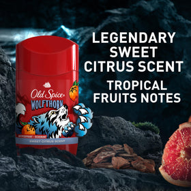 Old Spice Wolfthorn Deodorant being applied to skin