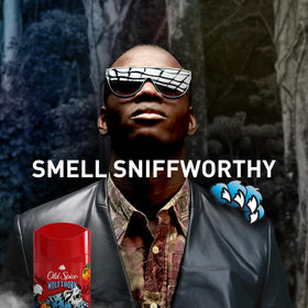 Old Spice Wolfthorn Deodorant displayed with other Old Spice products