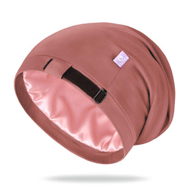 OLESILK 100% Mulberry Silk Bonnet in reddish brown front view