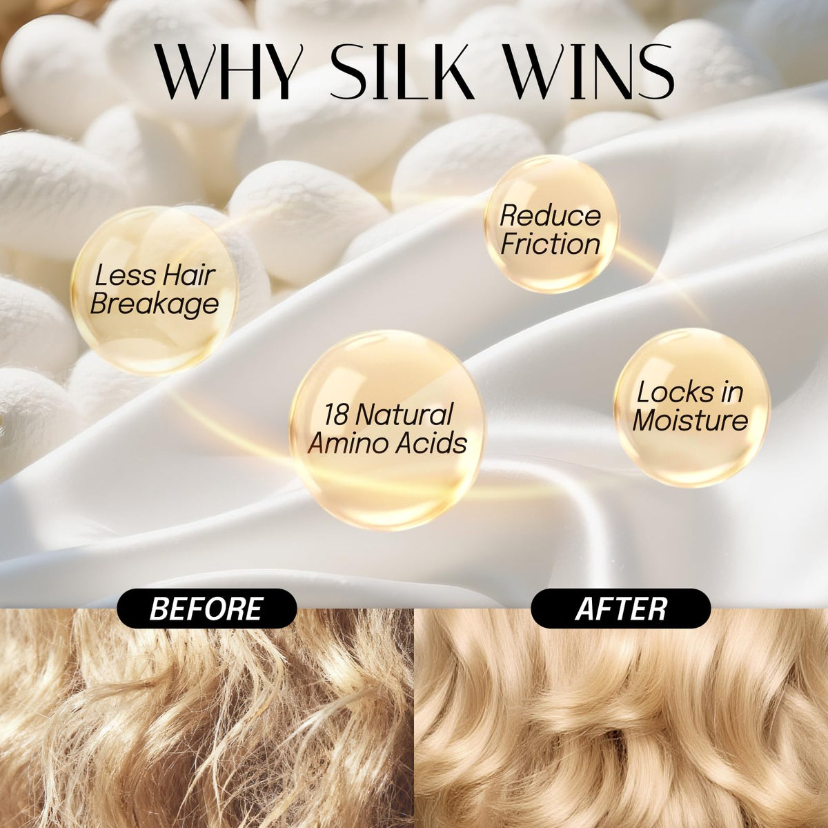 OLESILK Silk Bonnet displayed with long hair inside