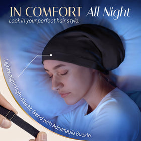 OLESILK Silk Bonnet in lifestyle scene on bedside table