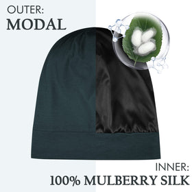OLESILK silk bonnet showing adjustable fit detail