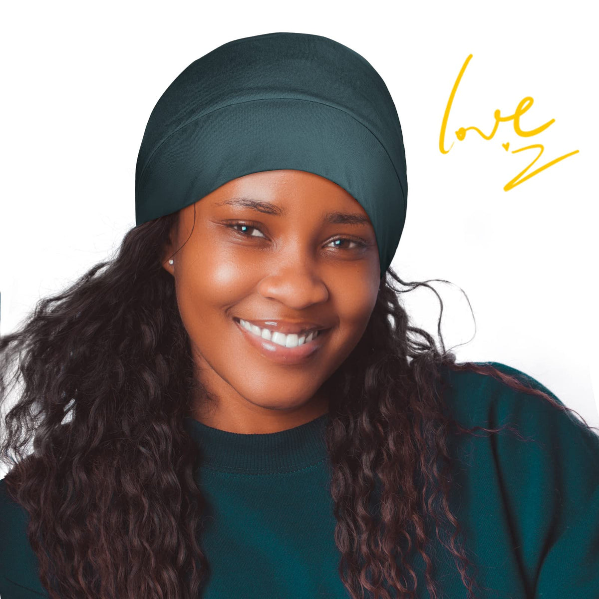 OLESILK silk bonnet worn by a model