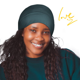 OLESILK silk bonnet worn by a model